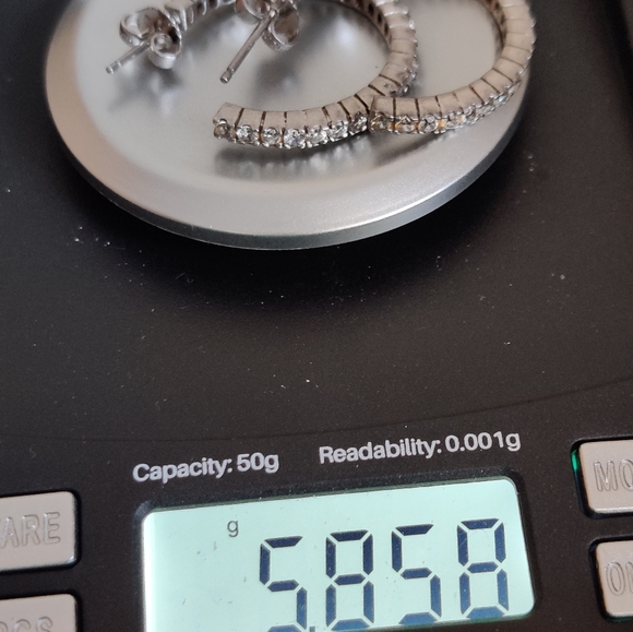 Dazzling Sterling Silver Hoops Pave CZ - Picture 11 of 16